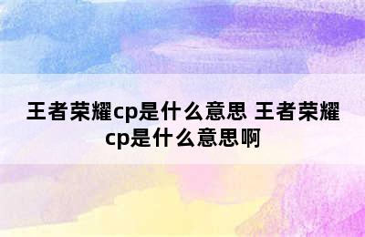 王者荣耀cp是什么意思 王者荣耀cp是什么意思啊